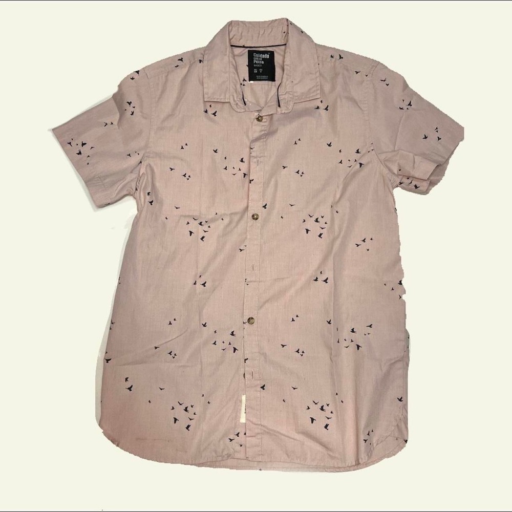 Birds button down shirt short sleeve